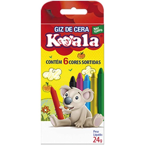 Giz de Cera Fino 06 Cores Koala PCT.C/24