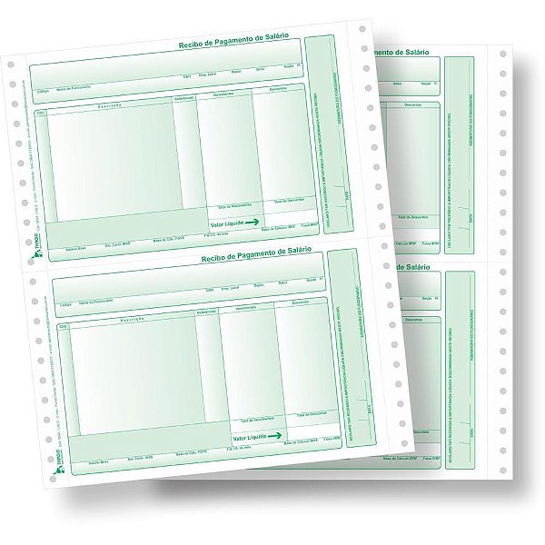 Formulario Continuo Impresso Recibo Pagto LAB02 2VIAS Verde CX/2000