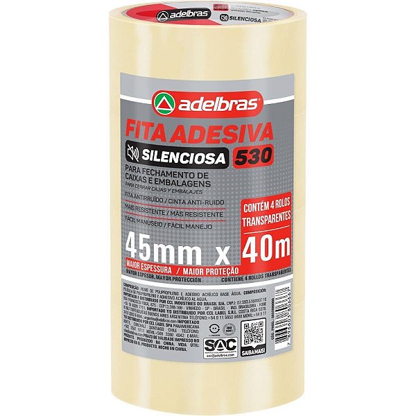 Fita para Empacotamento Silenciosa BOPP 45MMX40M TRANS PCT.C/04