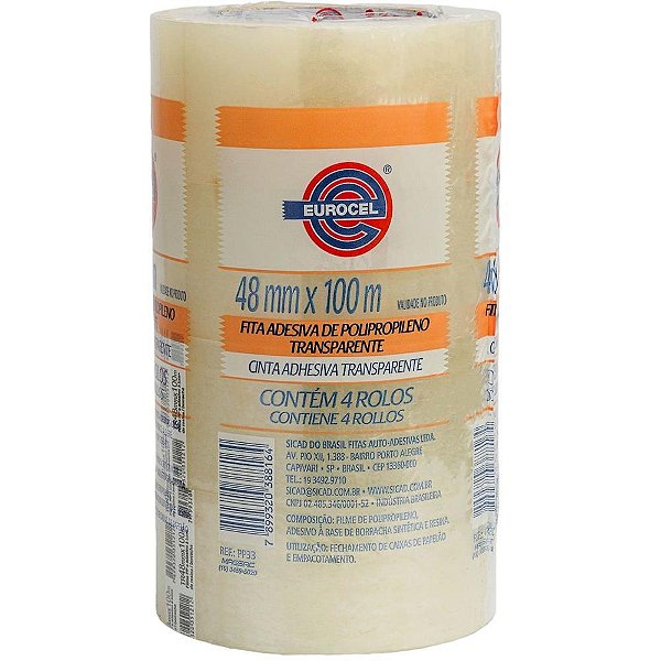 Fita para Empacotamento PP 33 48MMX100M Transparente PCT.C/04