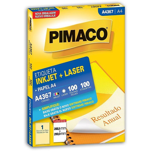 Etiqueta A4 A4367 100 FLS 288,5 X 200,0 MM CX.C/100