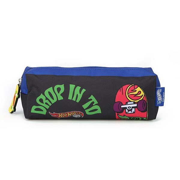 Estojo Simples HOT Wheels Skate Tecido Azul