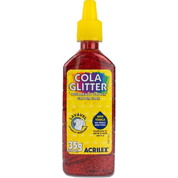 Cola com Glitter Tubo 35G. Vermelho Duzia
