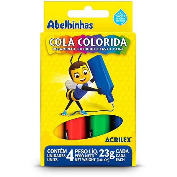 Cola Colorida Estojo C/04 Cores 23G (S) Duzia