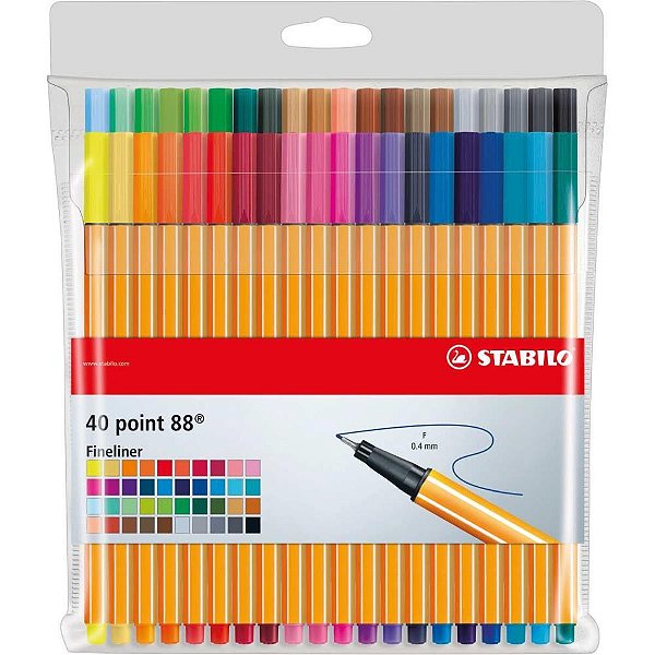 Caneta Stabilo 8840-1 Point Estojo C/40 Cores Estojo
