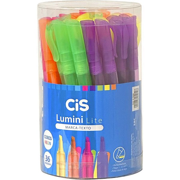 Caneta Marca Texto CIS Lumini Lite Cores Neon (S) POTE-36