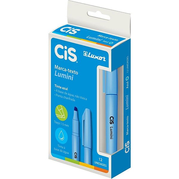 Caneta Marca Texto CIS Lumini Azul CX.C/12