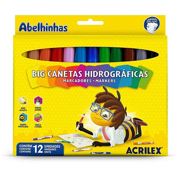 Caneta Hidrografica Jumbo BIG 12 Cores PCT.C/06