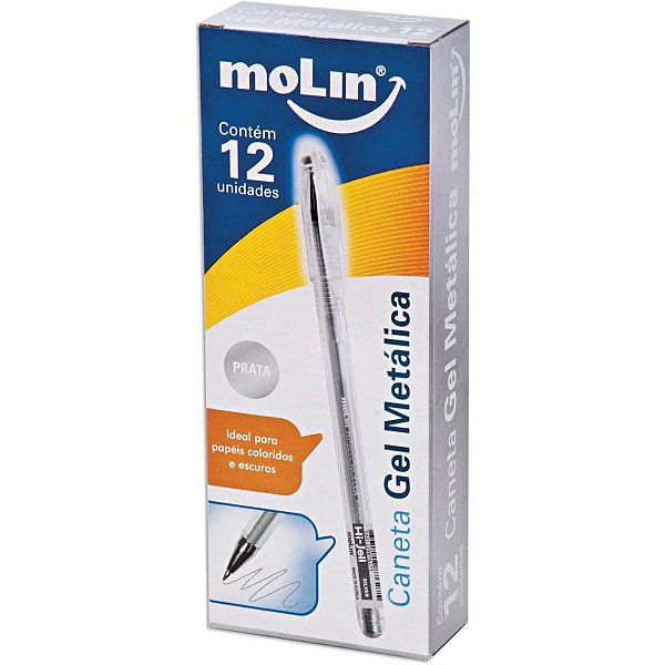 Caneta GEL Metalic 0,7MM. Prata CX.C/12