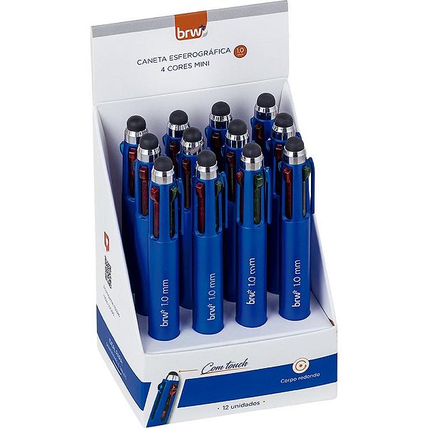 Caneta Esferografica Mini 4CORES 1.0MM C/TOUCH DP.C/12