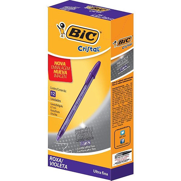 Caneta Esferografica Cristal Fashion Fine Roxa CX.C/12