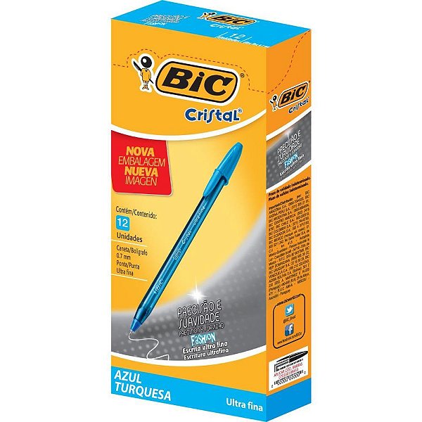 Caneta Esferografica Cristal Fashion Fine Azul CX.C/12