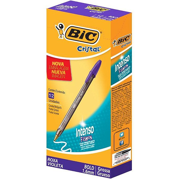Caneta Esferografica Cristal BOLD Fashion Roxa CX.C/12