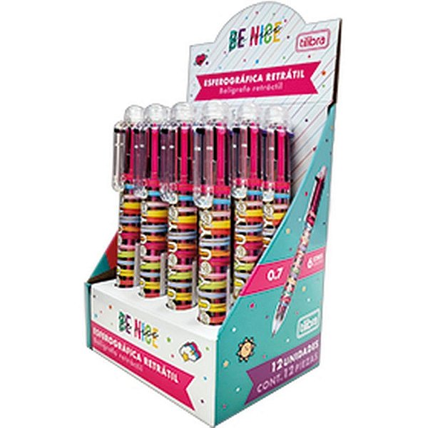 Caneta Esferografica BE Nice Troca Automatica 6COR. DP.C/12