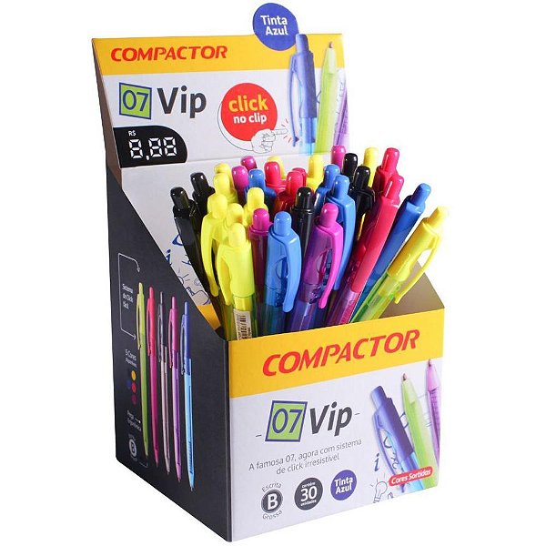 Caneta Esferografica Retratil 07 VIP Ponta Media AZ DP.C/30