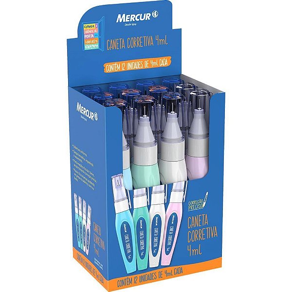 Caneta Corretiva 4ML Cores Sortidas CX.C/12