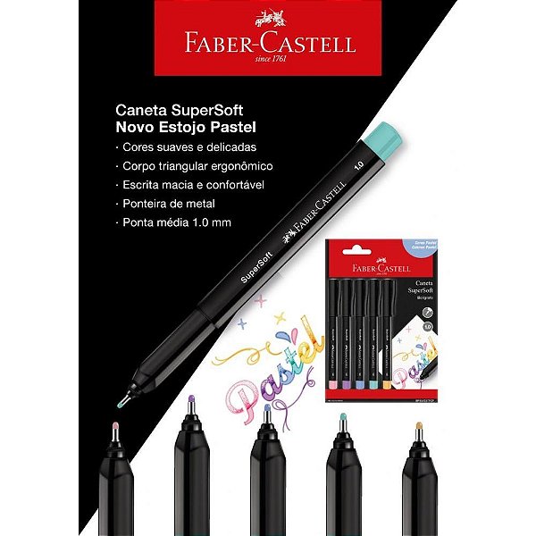 Caneta com Ponta Porosa Supersoft Pen 1.0MM 5CORES PAS PCT.C/10