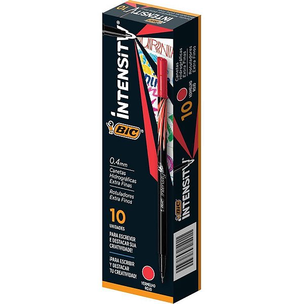 Caneta com Ponta Porosa Intensity 0.4MM Vermelha CX.C/10