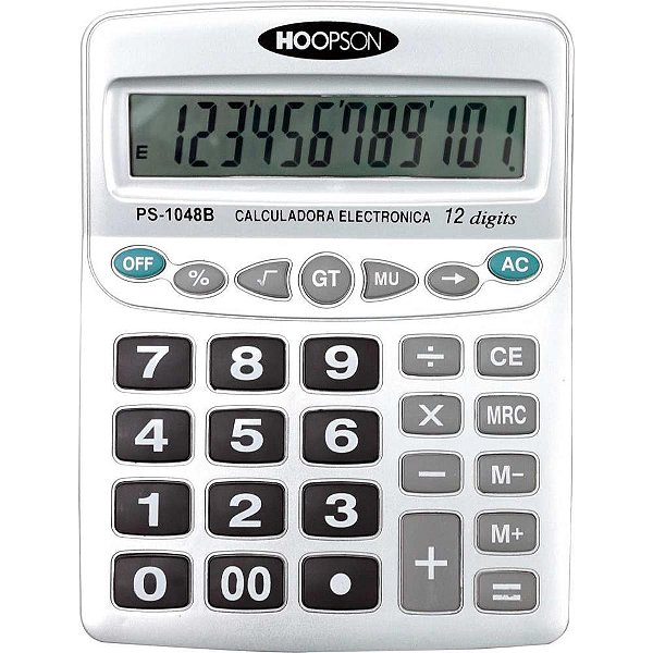 Calculadora de Mesa 12DIGITOS Pilha AA Grande PRAT