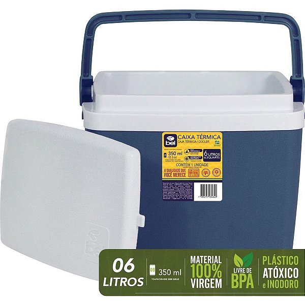 Caixa Termica 6L C/ALCA e Suporte Azul