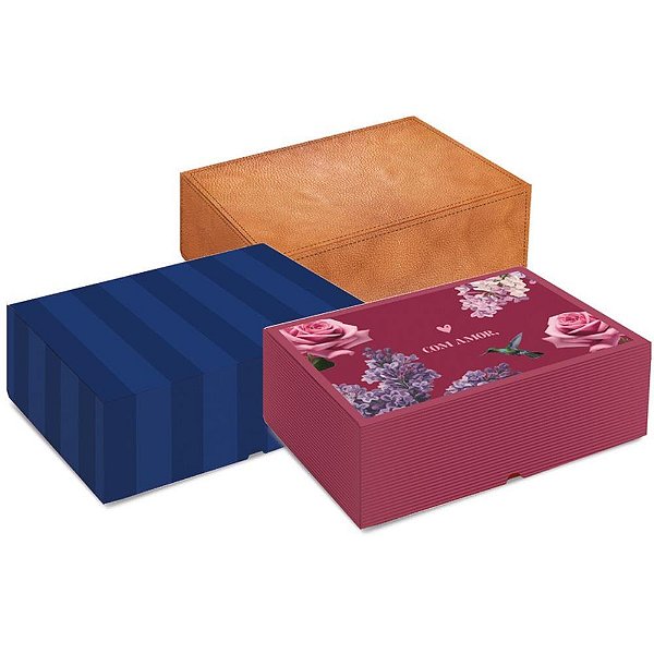 Caixa para Presente RET Realce 25X17X8,5CM Sortido PCT.C/10