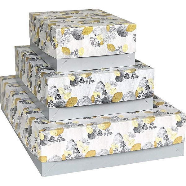 Caixa para Presente com Tampa Natureza GD 35X25,5X7,5 Sortid PCT.C/12