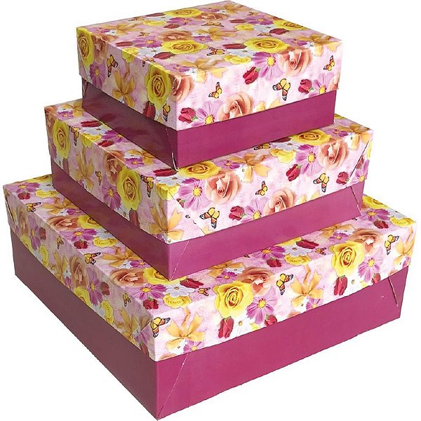 Caixa para Presente com Tampa MD 21X21X8 4MOD. PCT.C/16