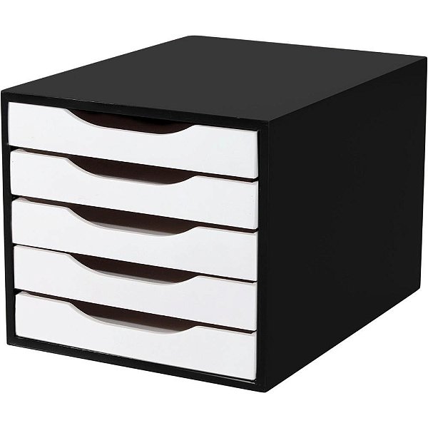 Caixa Correspondencia Madeira Arquivo 05 Gavetas PRETO/BR