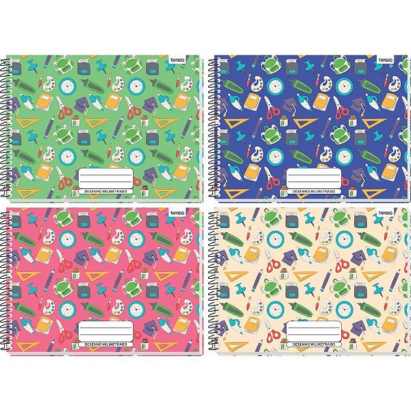 Caderno Desenho Milimetrado Decorado 48F UNIV Espiral CD PCT.C/04