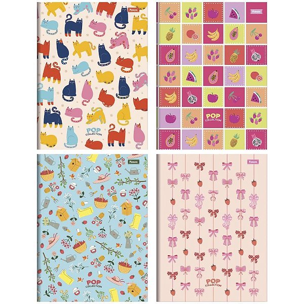 Caderno Brochura 1/4 Capa Dura POP Collection 96FLS. PCT.C/10