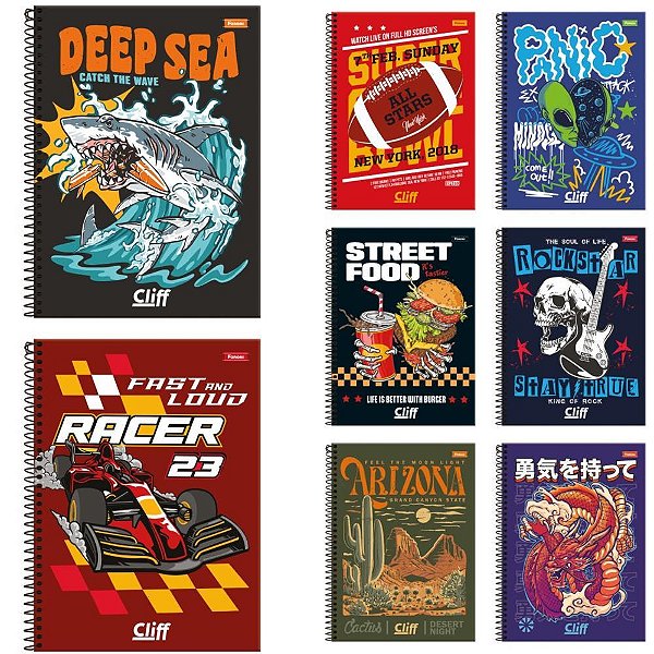 Caderno 20X1 Capa Dura CLIFF Masculino 320FLS. PCT.C/02