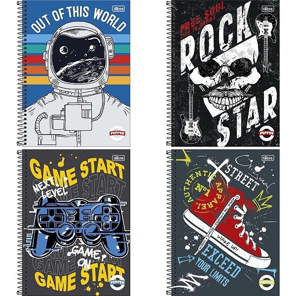 Caderno 12X1 Capa Dura Pepper Masculino 192 Folhas PCT.C/04