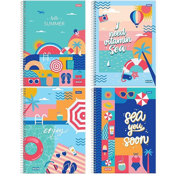 Caderno 12X1 Capa Dura HIGH Feminino 192F PCT.C/04