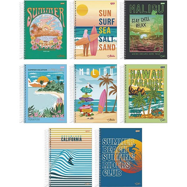 Caderno 10X1 Capa Dura Malibu / Cali 200FLS. PCT.C/04