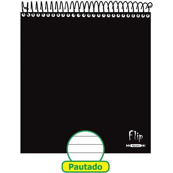 Caderno 01X1 Capa Dura FLIP Neutro Preto VERT 80F PCT.C/04