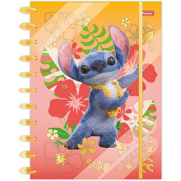 Caderno 01X1 Capa Dura STITCH Movie Disco 80F