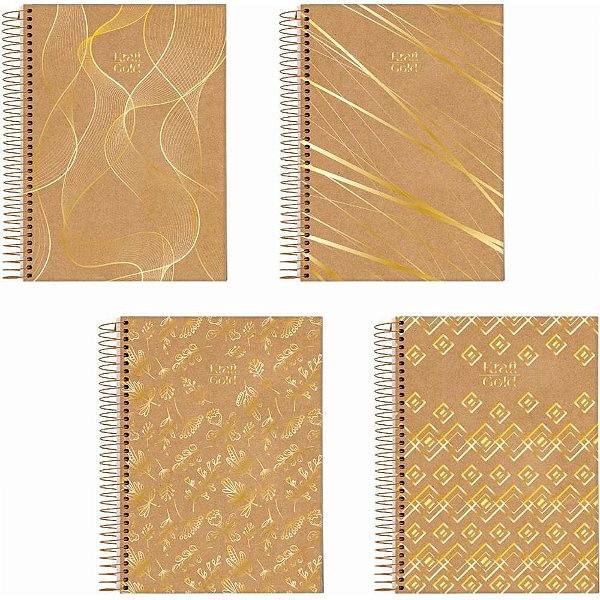 Caderno 01X1 Capa Dura KRAFT GOLD 80FLS. PCT.C/04