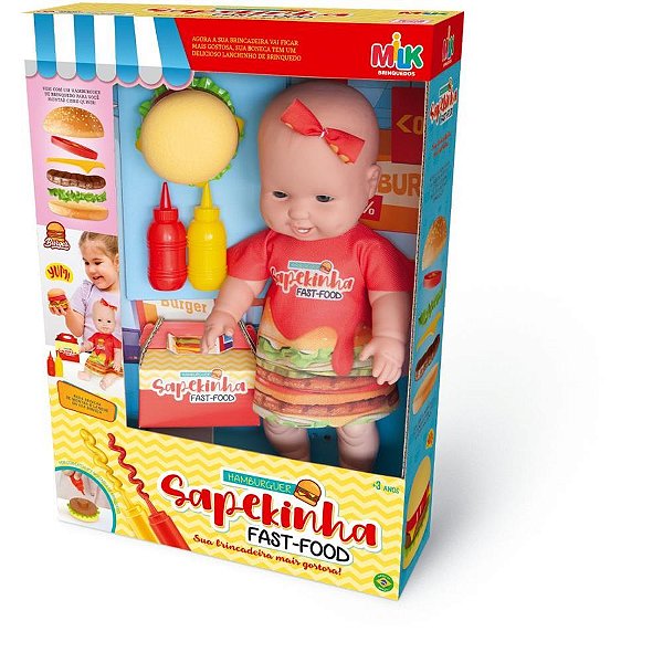 Boneca Sapekinha FAST Food Hamburguer