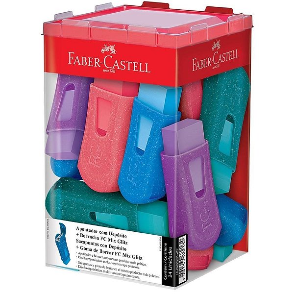 Borracha Colorida MIX GLITZ C/APONTADOR (S) DP.C/24