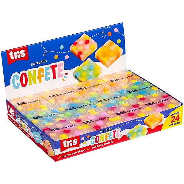 Borracha Decorada TRIS Confete 3 Cores DP.C/24