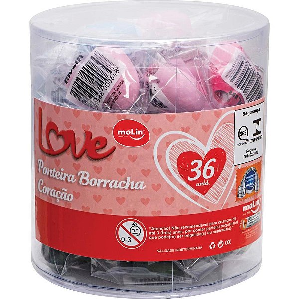 Borracha Ponteira Coracao Cores Sortidas POTE-36