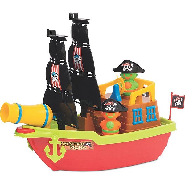 Brinquedo Educativo Barco Aventura Pirata 43CM.