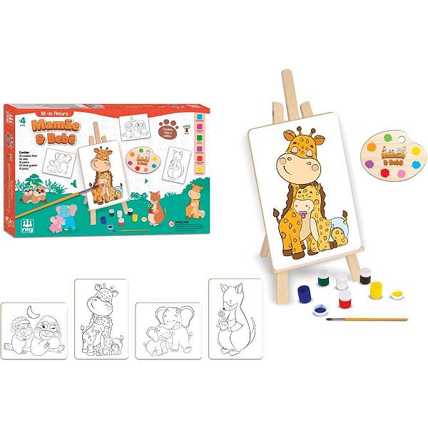Brinquedo para Colorir KIT Pintura Mamae e Bebe