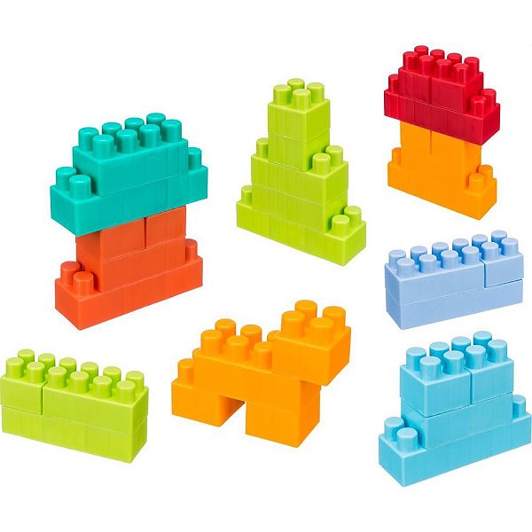 Brinquedo para Montar Balde Carrinho de Puxar 50PCS