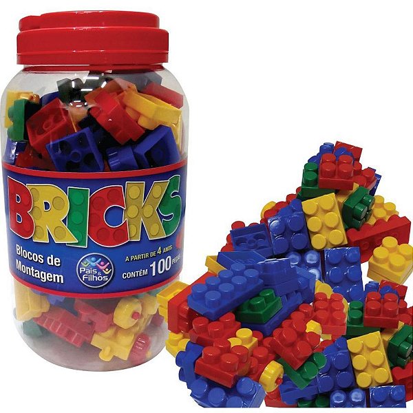 Brinquedo para Montar BRICKS Blocos Montagem 100PECA Pote