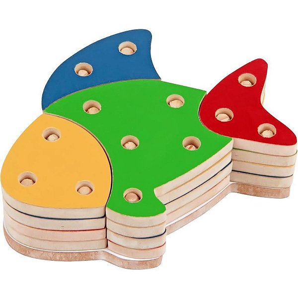 Brinquedo para Montar Peixe MDF TROQUE/ENCAIXE 16PCS