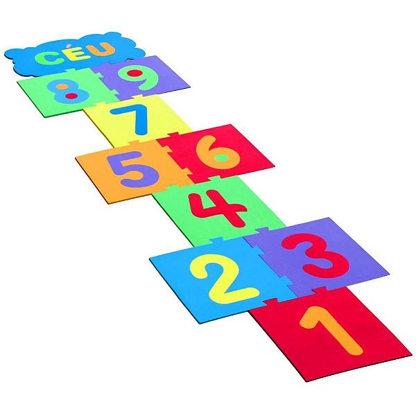 Brinquedo Pedagogico EVA Tapete Amarelinha Céu 13 PCS