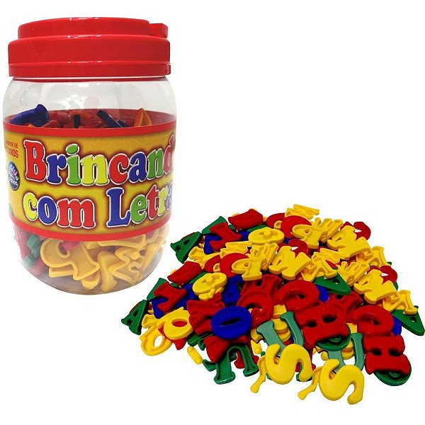 Brinquedo Pedagogico Brincando C/ as Letras 173PCS Pote