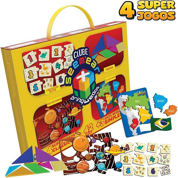 Brinquedo Pedagogico Educativo 4EM1 42 Pecas MDF