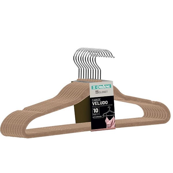 Cabide Veludo Bege C/10 Unidades KIT